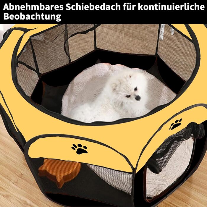 Портативний вольєр для цуценят та тварин, 74x43 см (жовтий)