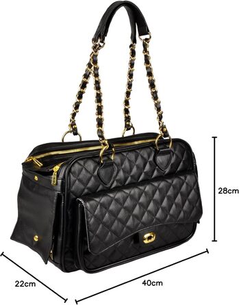 Сумка для собак Gigi чорна – 40x22x28 см – штучна шкіра, з подушкою, безпечна, з вентиляцією, для перенесення