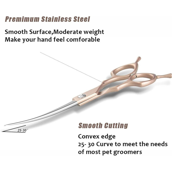 Професійна вигнута ножиця для собак 7 дюймів (440C сталь) - для грумінгу собак та котів
