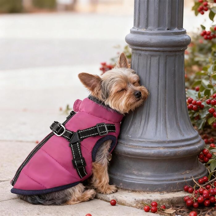 Зимовий одяг для собак з шлейкою, 3-в-1, водонепроникний, вітронепроникний, теплий, для собак та котів (темно-синій, 4XL)