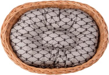 Корзина для тварин з плетіння лози e-wicker24: зручне ліжко для собак та котів (80x60x26 см, бежевий)