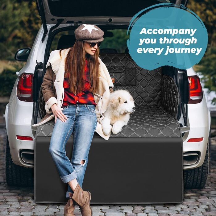 Захист для багажника авто: килимок для собак KYG, водовідштовхувальний, антикіготкові бортики, 215x110 см, чорний