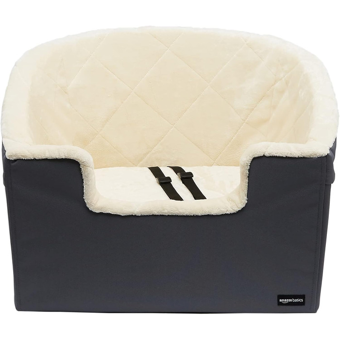 Підвищений автокрісло для тварин Amazon Basics, великий, сірий, 45.7 x 55.8 x 40.6 см