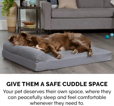 Ліжко для собак Furhaven великого розміру з ортопедичним матрацом, стиль дивана, знімний, пральний чохол (76 x 51 x 15 см, сірий титан)