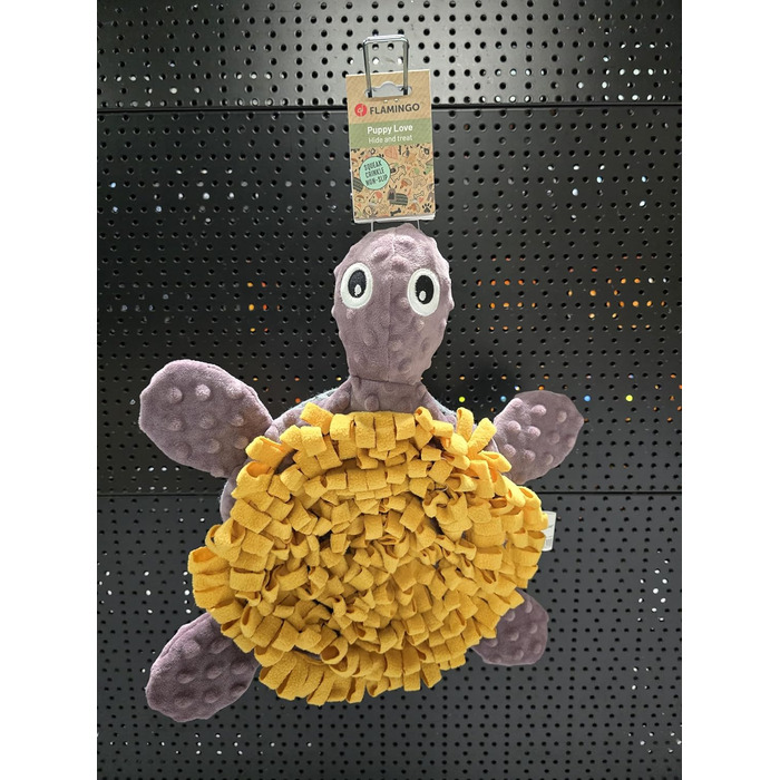 Килимок-іграшка для цуценят Flamingo Morgano Schildkröte (черепаха) Охряний & Тауп, 38x39x6,5 см - з антиковзким покриттям, дзвоником та шурхотом, для сухого корму та ласощів