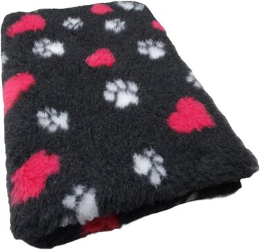 М'який килимок Vet-Bed для собак: килимок-підстилка, непромокаючий, з антиковзаючим покриттям, 22 мм ворс (темно-сірий + рожеве сердечко, 1м x 1,60м)