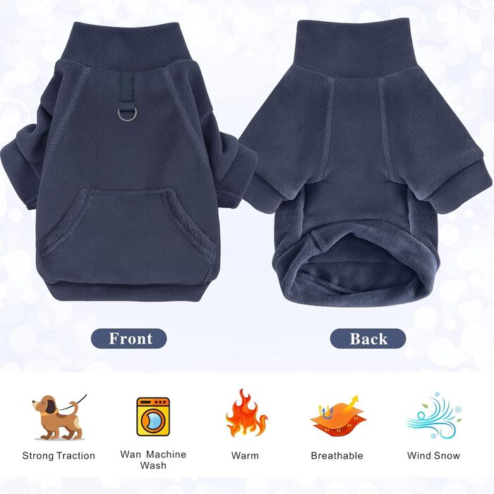 Теплий пуловер для собак Mosukoirl з кишенею. Бавовняний костюм для собак, одяг для маленьких та середніх собак, котів, чихуахуа. Сірий та морський колір