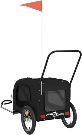 Причіп для велосипеда для собак, чорний, Oxford-Gewebe та залізо, LH89839