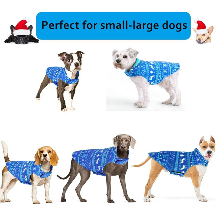 Флісовий теплий жилет для собак ABRRLO, світловідбиваючий, для маленьких та середніх собак, реверсивний, синій, XXL