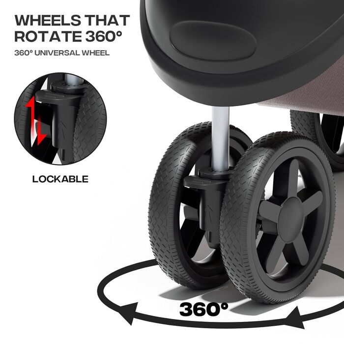 Візок для тварин: для собак та котів, 3 колеса, складна конструкція, з кошиком та тримачем для напоїв