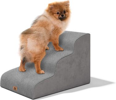 Сходинки для собак та котів, 3 сходинки, 40 см, сірі. Зручні для літніх тварин, миються, не слизькі. Для дому, до ліжка, дивану.