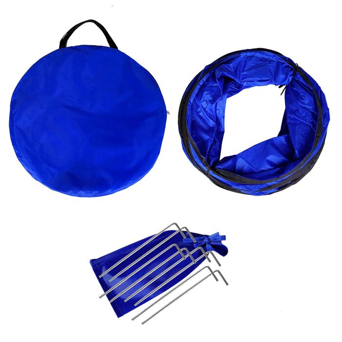 Тунель для собак Lionto Outdoor – іграшка для собак великих та малих порід, 500x60 см, синій. Міцний, складаний тунель для активних ігор та дресирування з практичною сумкою.