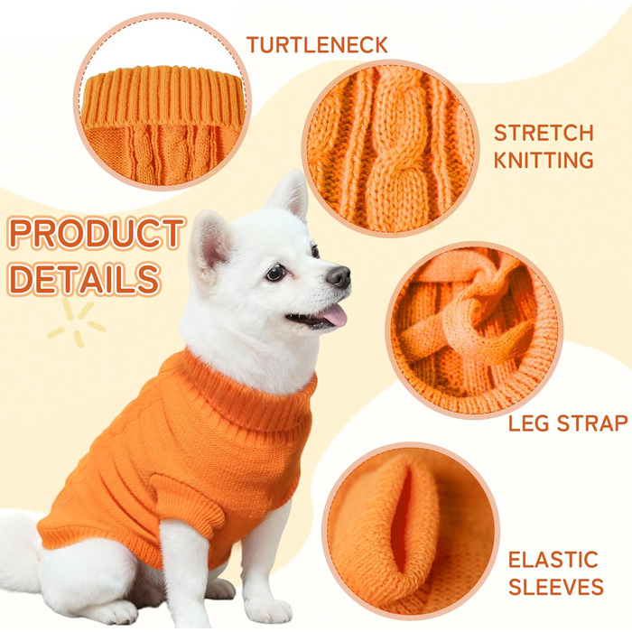 Вовняний пуловер для собак з коміром-стійкою, теплий та м'який, червоний, розмір M 12' (8', візерунок 