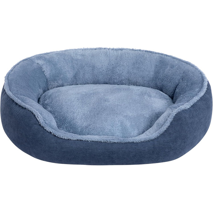 Кругле ліжко для котів та цуценят Hollypet, м'яке, дихаюче, 55x50x15 см, блакитно-сіре