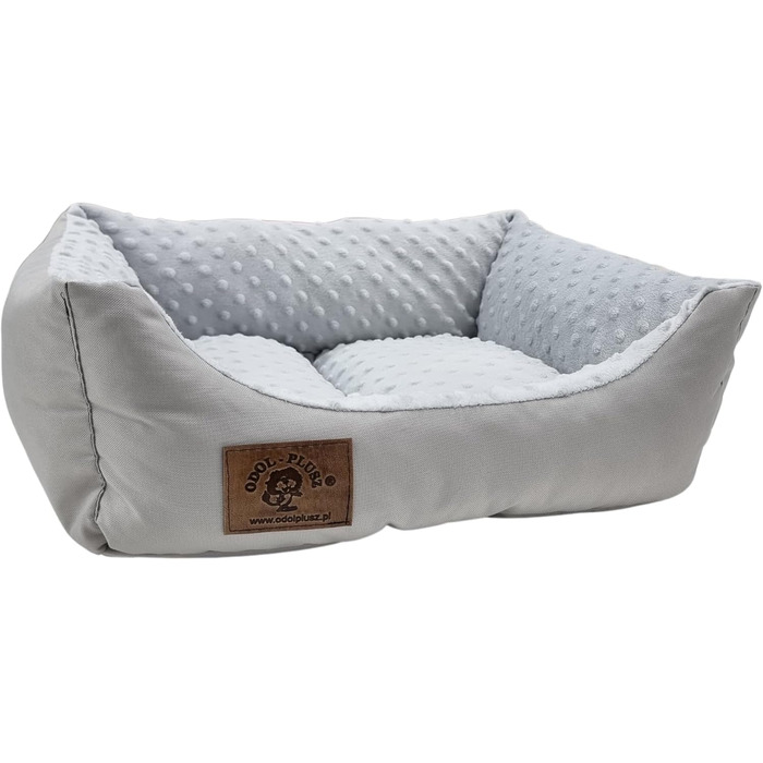Ліжко для собак Odolplusz: м'який кошик-софа для маленьких собак, 50x40 см (сірий) | з наповнювачем з силіконових кульок | гіпоалергенне