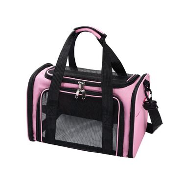 Транспортна переноска для кота та собаки до 5.5 кг, рожева, 40x25x25 см