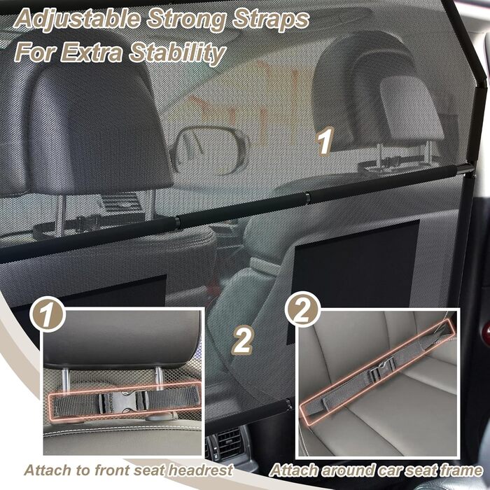 Сітка-перегородка для собак в авто, 127 см, для заднього сидіння та багажника, металевий каркас, сітка, універсальна, для позашляховиків та вантажівок