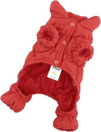 Зимовий теплий комбінезон для собак, тепла куртка-комбінезон для маленьких собак, флісова підкладка, водонепроникний, для Yorkie, Chihuahua, зелений (XL, червоний)