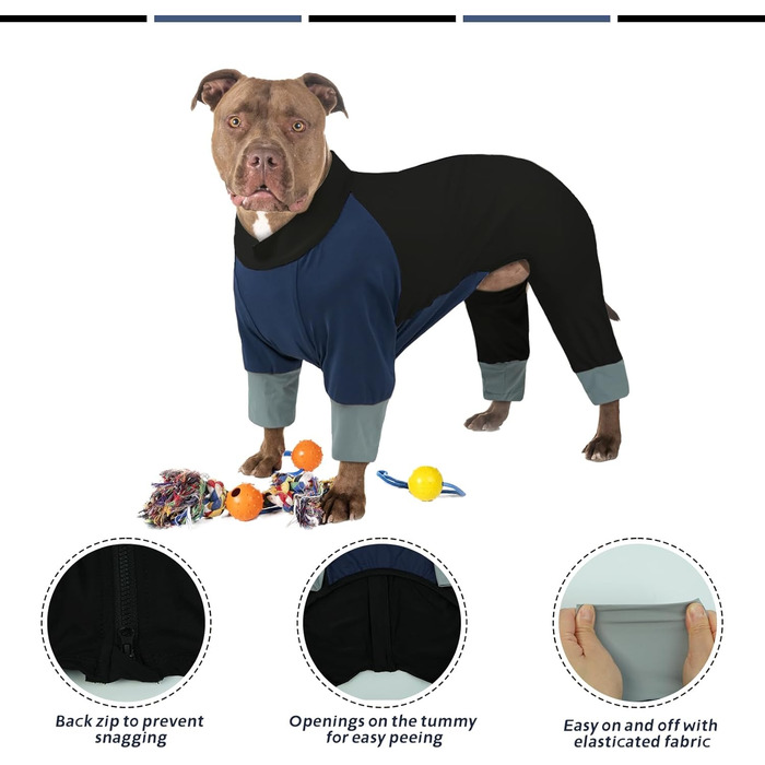 Піжама для собак Hjumarayan, чорна, L - зручний комбінезон для собак після операції та для прогулянок