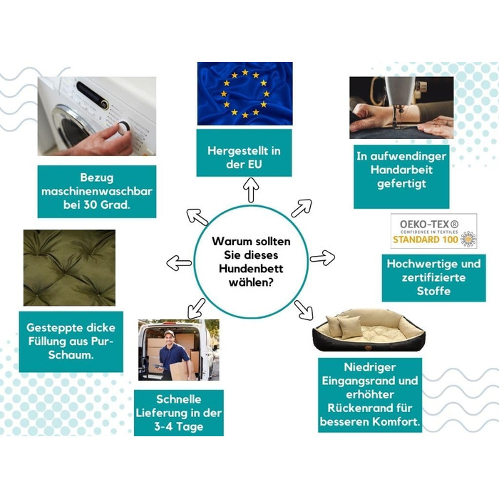 Ортопедичне собаче ліжко Dogs4ife: зручне, миється, з можливістю персоналізації (L, сірий, з сріблястими лапами)