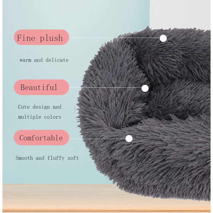 Крісло-ліжко для собак велике, м'яке, з плюшу, тепле, зручне, для малих, середніх та великих собак (L, 80 x 70 x 18 см, блакитний)