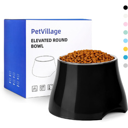 Миска для собак Petvillage, конусоподібна, неслизька, з нержавіючою сталлю, піднята, для середніх собак, спанієлів з довгими вухами, велика місткість, розмір L, 3 чашки, чорний колір