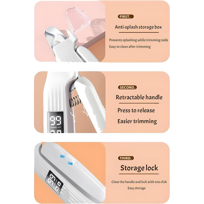 Набір для догляду за кігтями собак Nagelknipser з підсвічуванням 2 в 1 - LED-дисплей, USB-зарядка, алмазний нашийник, безпечний, тихий