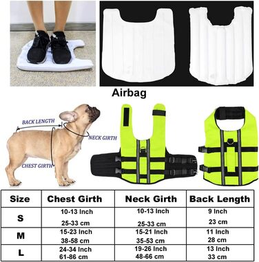 Жилет для плавання собак, жилет для собак, надувний жилет для собак з ручкою та світловідбиваючими смугами (S, зелений)