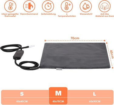 Кімомат для котів та собак Hautier: нагрівальний килимок з регулюванням температури та таймером, 45x45 см