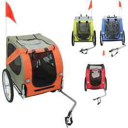 Причіп для собак до велосипеда, 2-в-1: причіп та візок для собак, складаний, для собак до 40 кг, 137x73x90 см (оранжевий)