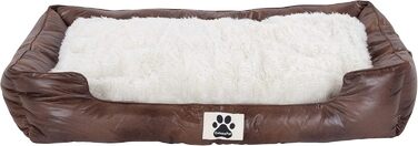 Ліжко для собак DeluxePet 'Schlummer' 100x70 з штучної шкіри, 2в1 з поворотним матрацом, для великих собак, коричневе
