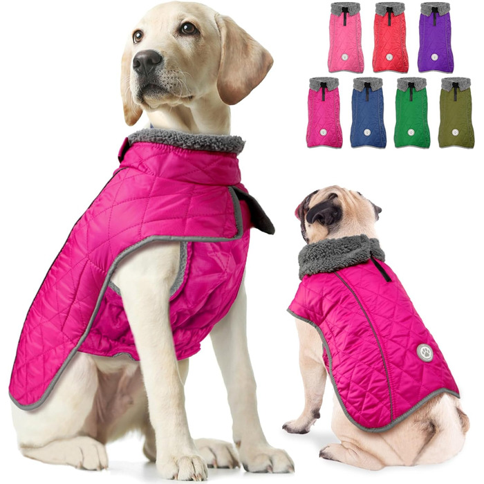 Водонепроникний зимовий пуховик Fragralley для собак, світловідбиваючий, з отвором для шлейки, тепла флісова куртка для цуценят, середніх та великих собак, ідеальний подарунок, колір: рожевий (XX-Large)