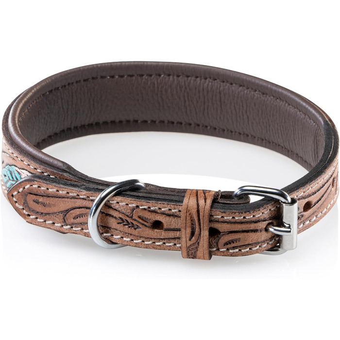 Стильний шкіряний нашийник для собак Джек Рассел від Unikat: ручна робота, м'який, багатокольоровий, з натуральної шкіри буйвола, XL (48-58 см)