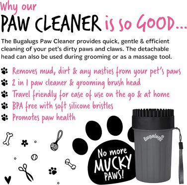 Очищувач лап для собак Bugalugs - портативний душ для лап собак та котів (Чорний, Medium)