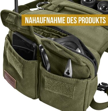 Шлейка для собак OneTigris з рюкзаком, Hoppy Camper 3.0, для кемпінгу та піших прогулянок, зелена, L