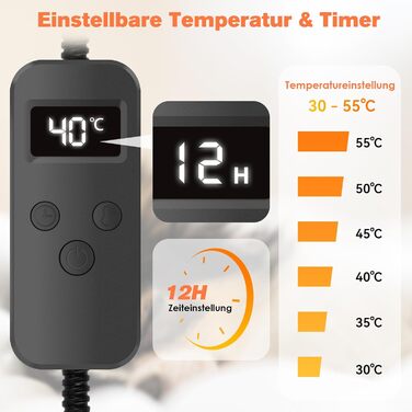 Електричний килимок для обігріву домашніх тварин (котів, собак) з регулюванням температури та таймером, розмір L (70x45 см)