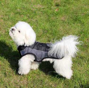 Тепла флісова нашийникова куртка для собак середніх порід, водонепроникна бавовняна куртка для холодної зими, чорний колір, розмір M