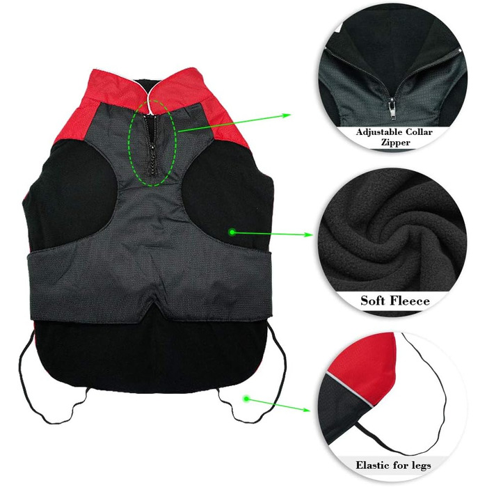 Водонепроникна зимова куртка для собак Beirui (5XL) – тепла флісова підкладка, червона