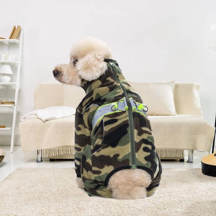 Піжама для собак з полярного флісу, тепла куртка та светр для маленьких та середніх собак, зимовий одяг для чотирилапих (X-Large, камуфляж)