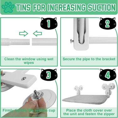 Кішка ліжко на вікно, 2 шт. - зручна гамак для котів на вікно 52x30 см з 6 присосками, розкладне ліжко для великих котів до 30 кг