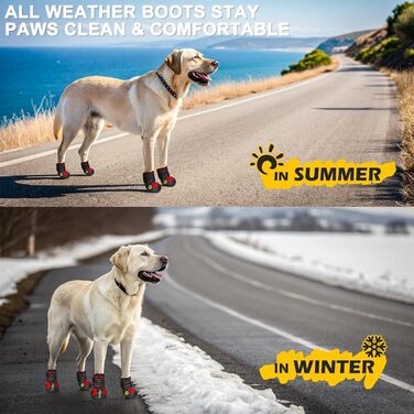Зимові чоботи для собак великих порід Expawlorer: захист лап від холоду, ковзання та гарячого асфальту. Комплект 4 шт. (Розміри 5 та 7)