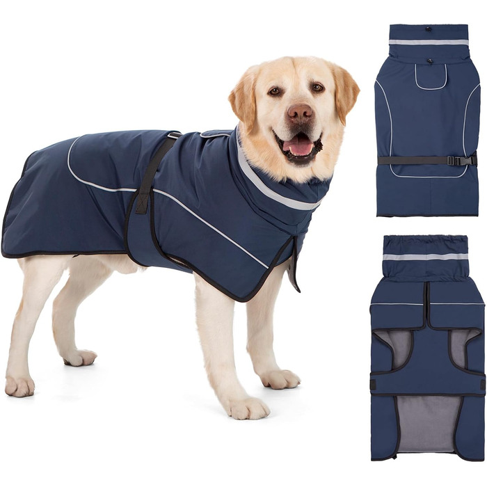 Водонепроникний зимовий одяг для собак: теплий пуховик, куртка, флісовий светр, одяг для собак з коміром з хутром, світловідбиваючий, для малих, середніх та великих собак, водонепроникний, колір морської хвилі (M)