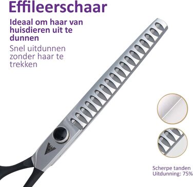 Професійний набір ножиць для грумінгу собак Achilles Pro Silver & Black 7 дюймів