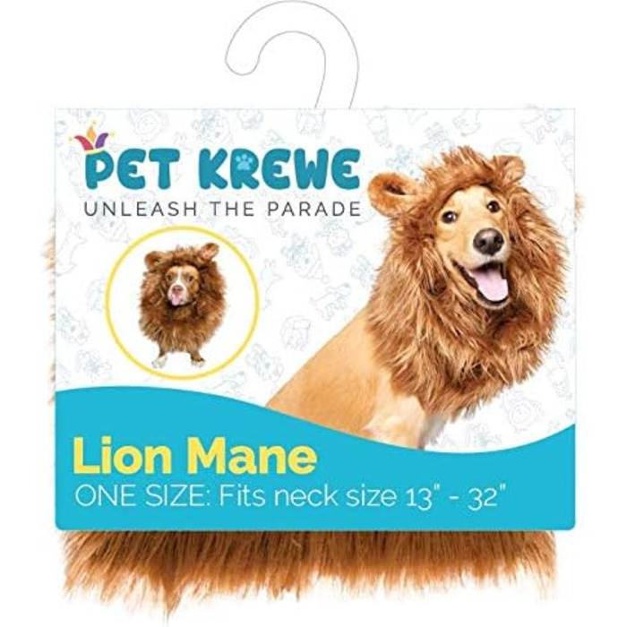 Грива для собак Pet Krewe - карнавальний костюм для великих собак, коричнева, 33-81,3 см