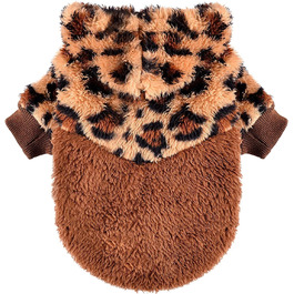 Світшот для собак з капюшоном з флісу, теплий одяг для маленьких собак, цуценят, Чихуахуа, Йоркширського тер'єра, котячий одяг (леопард, розмір XXS)