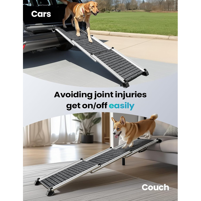 Рампа для собак у автомобіль, телескопічна, 160 см, до 200 кг, з антиковзким покриттям