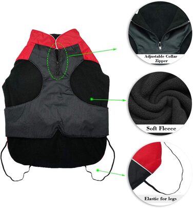 Водонепроникна зимова куртка для собак Beirui (5XL) – тепла флісова підкладка, червона