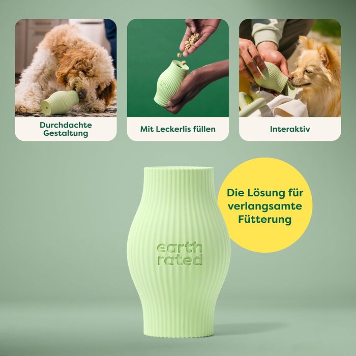 Іграшка для собак Earth Rated - велика, зелена, з натурального каучуку, для миття в посудомийній машині та заморожування