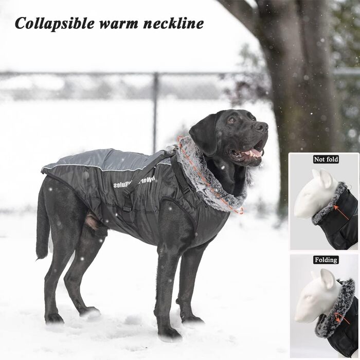 Водонепроникний зимовий одяг для собак, тепла куртка-жилет для собак, захист живота, одяг для домашніх тварин з блискавкою, відображаючий та вітронепроникний, для середніх та великих собак, розмір 2XL-6XL (6XL)