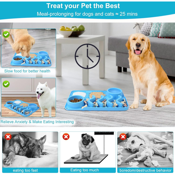 Килимок для собак VOOWO 3 в 1 Slow Feeder, миска для собак, килимок для повільного годування з присосками для собак та котів